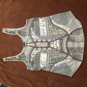 Used Express sleeveless sequins top. Multicolored,  size XS.